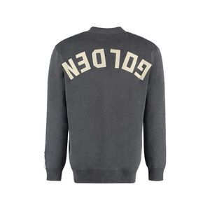 GOLDEN GOOSE Men's Ribbed Knit Sweater with Applique Logo Men GREY Sweaters &